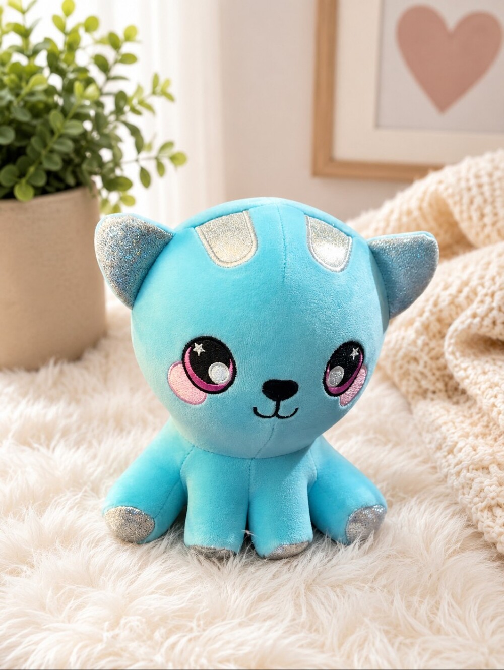 Squeezamals 3Deez Maisie Cat Plush Blue Slow Rise Memory Foam Stuffed Animal